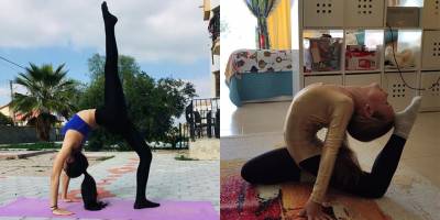 Cimnastikçiler evde çalışıyor